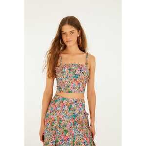 Off-White Peasant Floral Butterflies Euroflax Premium Linen Top